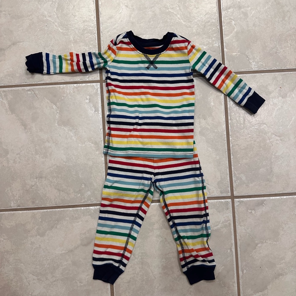 Primary Baby Pajamas | Rainbow Stripe 2-Piece PJ Set | 12–18 Months
